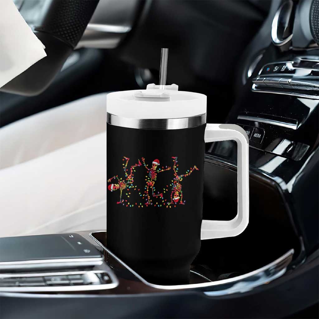 Subtle FDT Christmas Skeleton Tumbler With Handle Hidden Message Funny Political Satire Dancing Skeletons - Wonder Print Shop