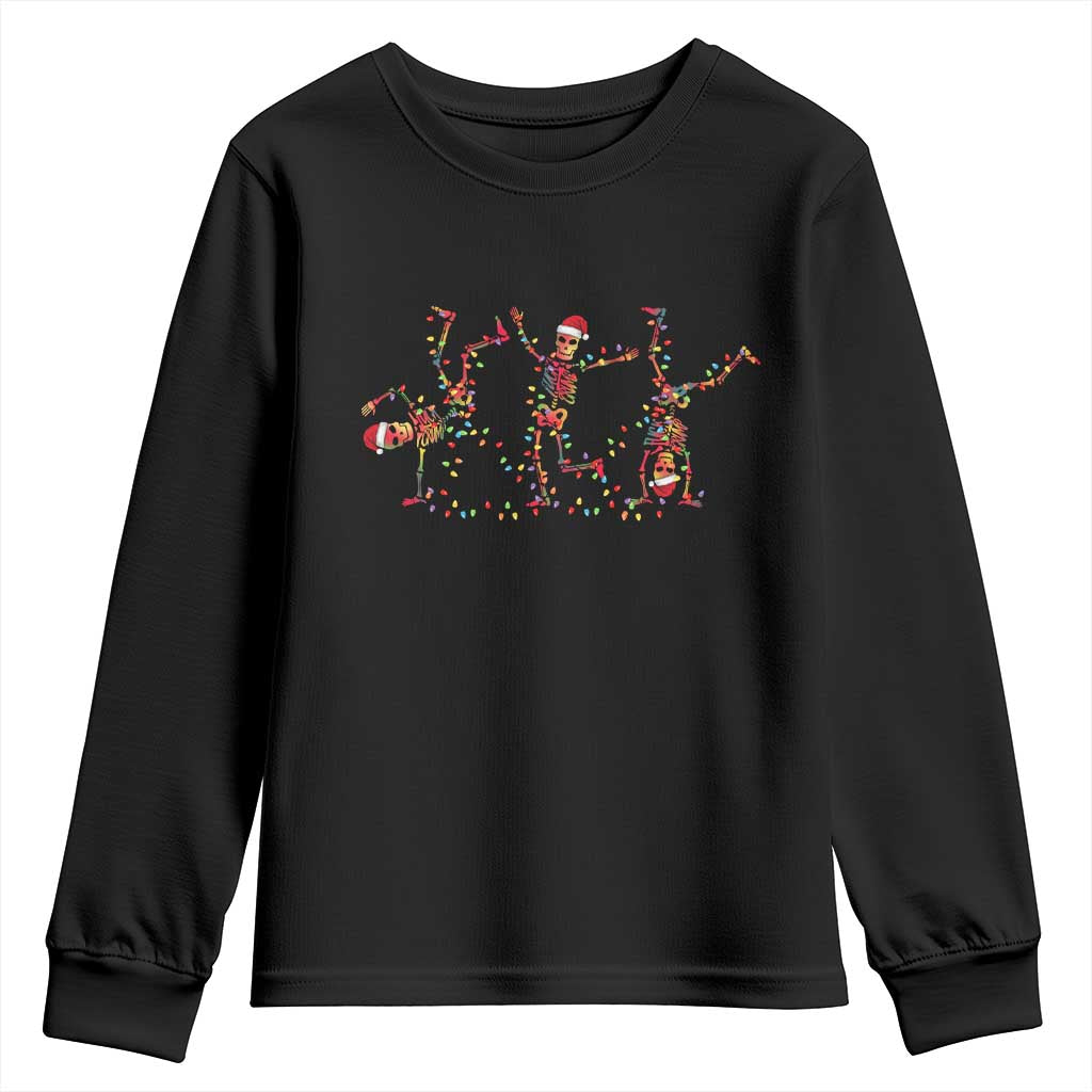 Subtle FDT Christmas Skeleton Youth Sweatshirt Hidden Message Funny Political Satire Dancing Skeletons - Wonder Print Shop