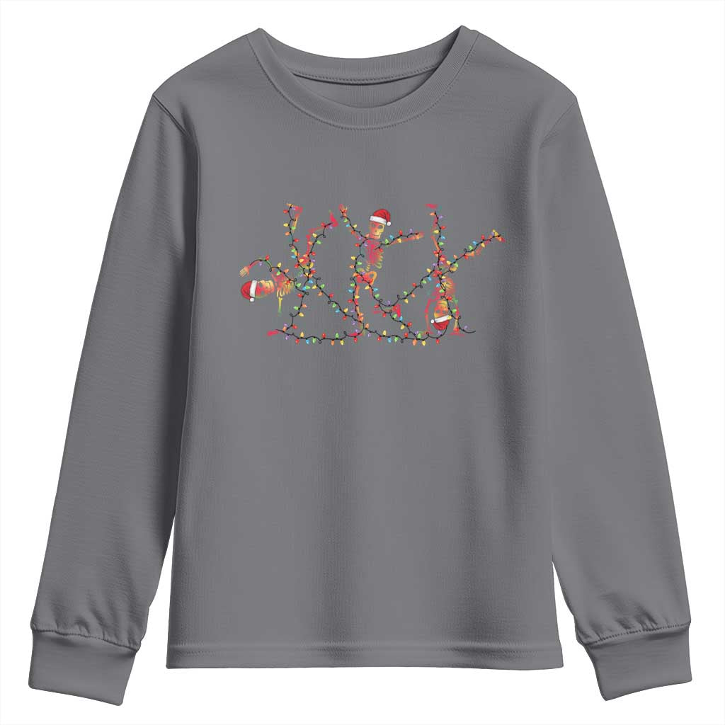 Subtle FDT Christmas Skeleton Youth Sweatshirt Hidden Message Funny Political Satire Dancing Skeletons - Wonder Print Shop