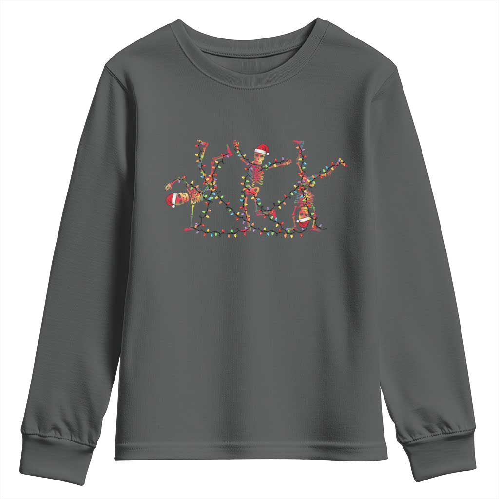 Subtle FDT Christmas Skeleton Youth Sweatshirt Hidden Message Funny Political Satire Dancing Skeletons - Wonder Print Shop