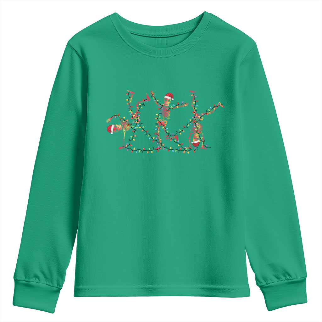 Subtle FDT Christmas Skeleton Youth Sweatshirt Hidden Message Funny Political Satire Dancing Skeletons - Wonder Print Shop