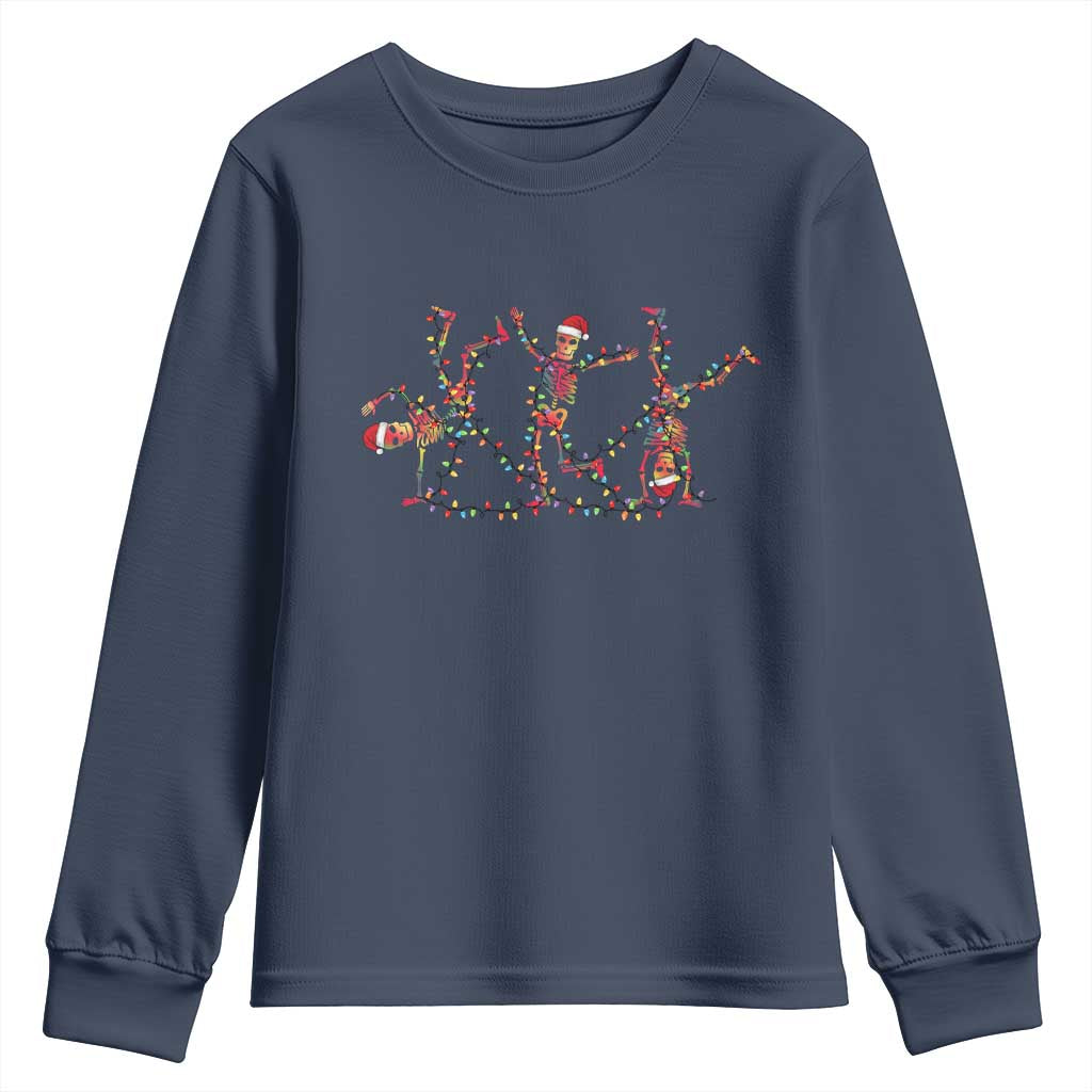 Subtle FDT Christmas Skeleton Youth Sweatshirt Hidden Message Funny Political Satire Dancing Skeletons - Wonder Print Shop