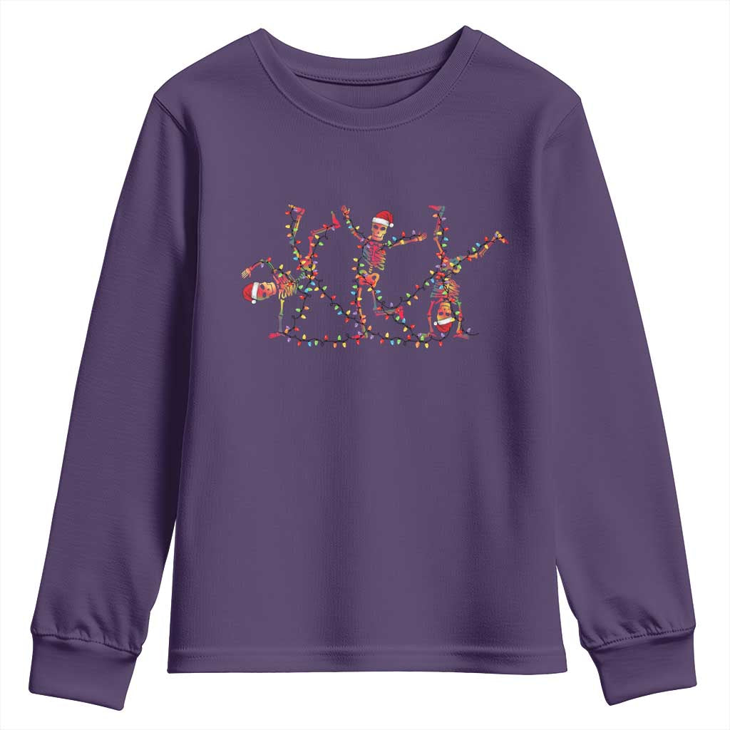 Subtle FDT Christmas Skeleton Youth Sweatshirt Hidden Message Funny Political Satire Dancing Skeletons - Wonder Print Shop