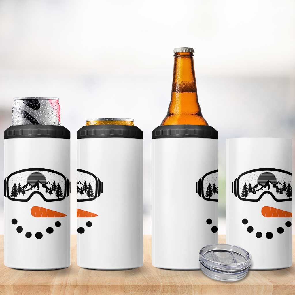Ski Snowboard Snowman Face 4 in 1 Can Cooler Tumbler Goggles Skiing Snow Ski Lover Skier - Wonder Print Shop