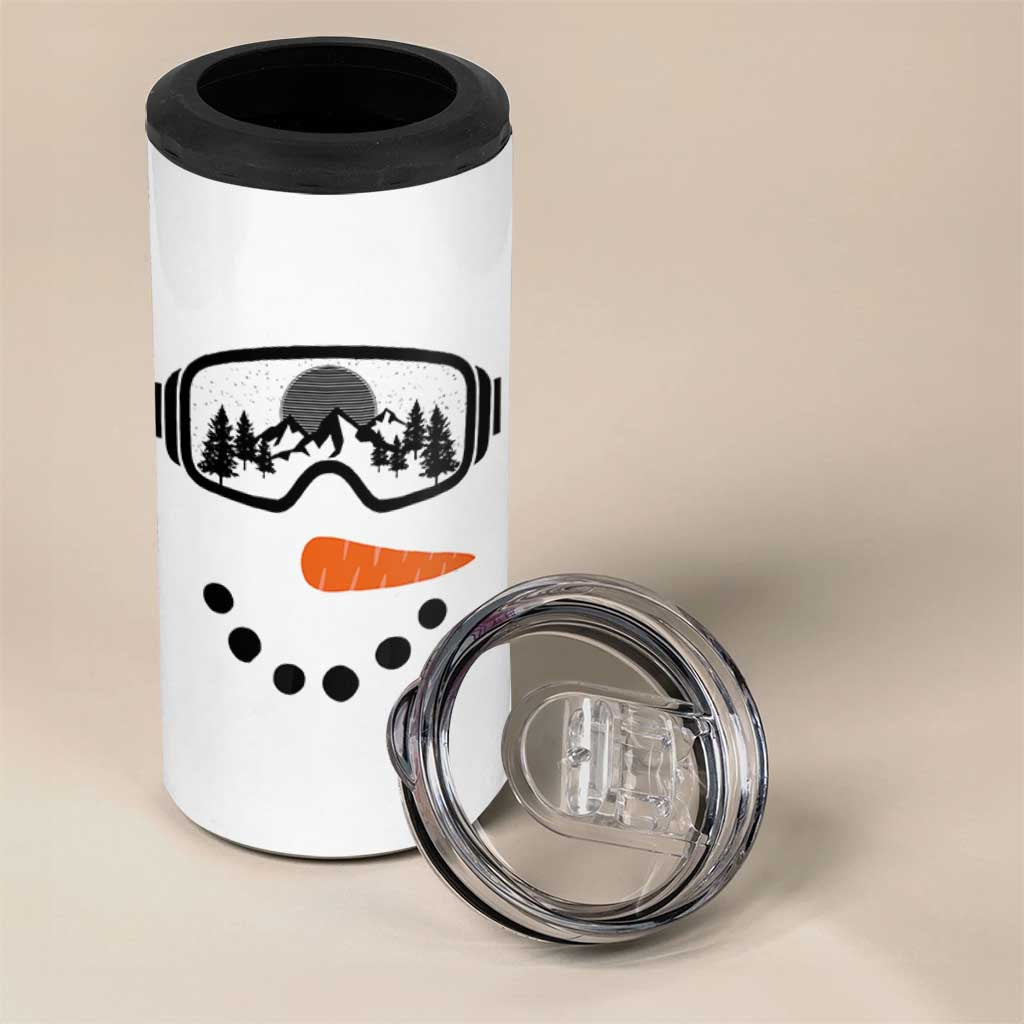 Ski Snowboard Snowman Face 4 in 1 Can Cooler Tumbler Goggles Skiing Snow Ski Lover Skier - Wonder Print Shop