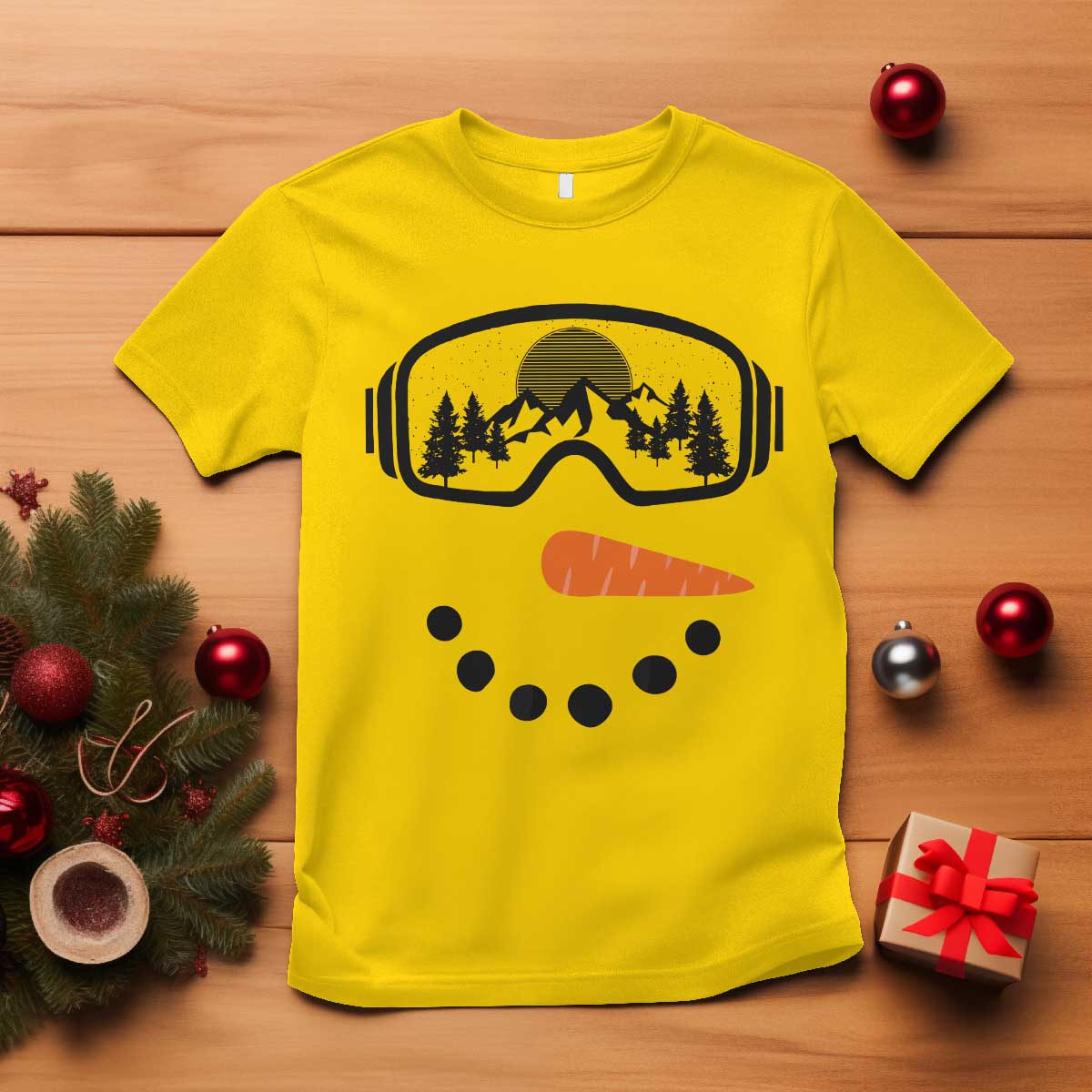 Ski Snowboard Snowman Face T Shirt Goggles Skiing Snow Ski Lover Skier - Wonder Print Shop