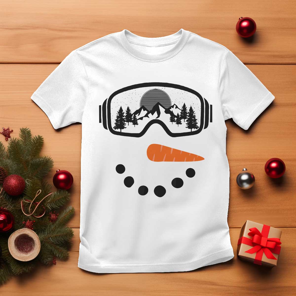 Ski Snowboard Snowman Face T Shirt Goggles Skiing Snow Ski Lover Skier - Wonder Print Shop