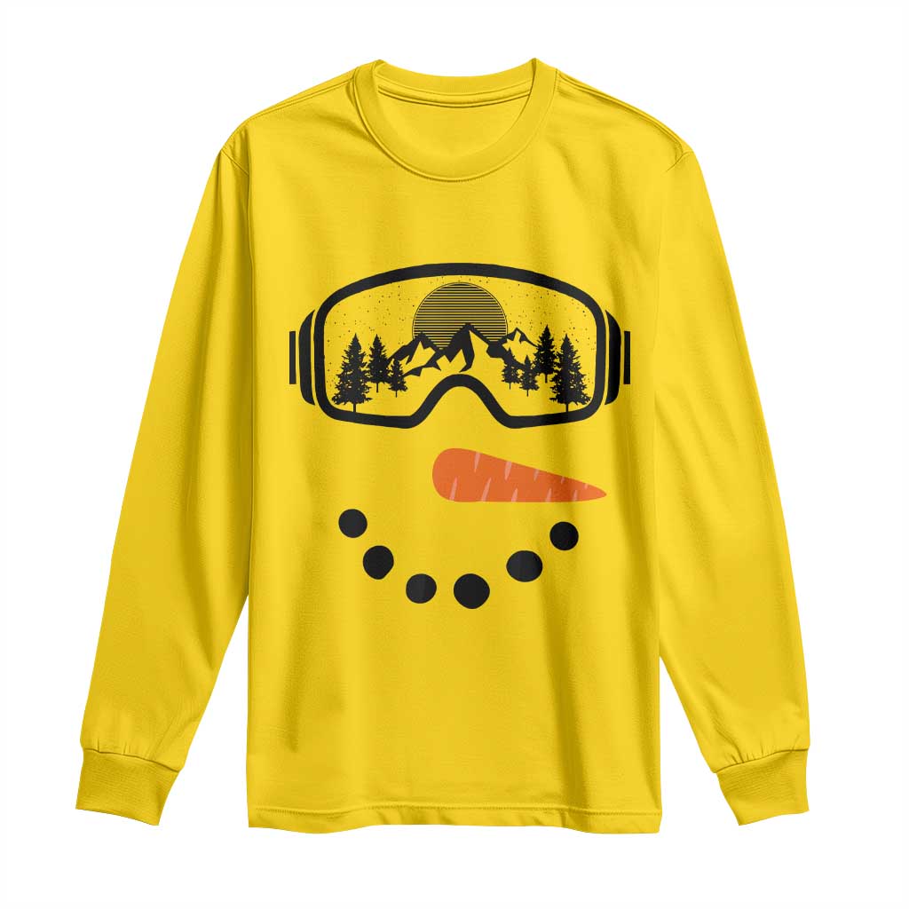 Ski Snowboard Snowman Face Long Sleeve Shirt Goggles Skiing Snow Ski Lover Skier - Wonder Print Shop