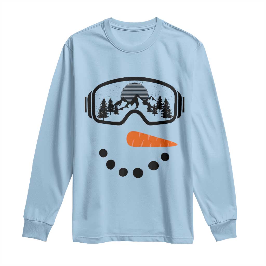 Ski Snowboard Snowman Face Long Sleeve Shirt Goggles Skiing Snow Ski Lover Skier - Wonder Print Shop