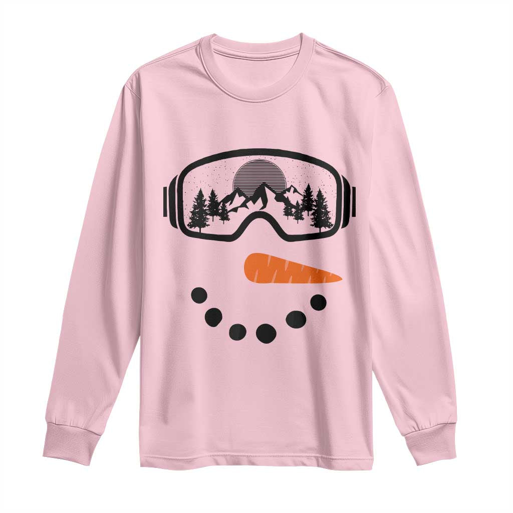 Ski Snowboard Snowman Face Long Sleeve Shirt Goggles Skiing Snow Ski Lover Skier - Wonder Print Shop