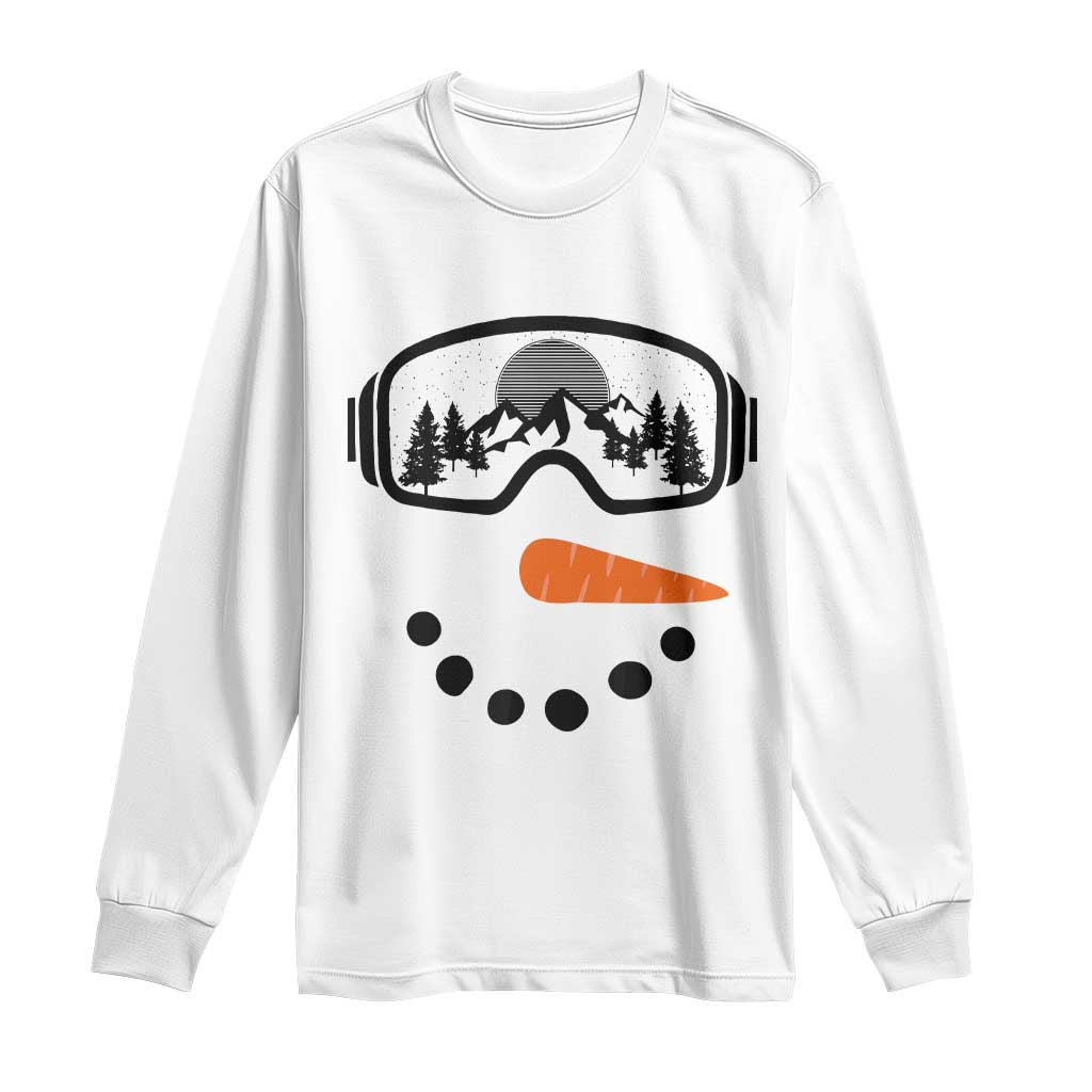 Ski Snowboard Snowman Face Long Sleeve Shirt Goggles Skiing Snow Ski Lover Skier - Wonder Print Shop