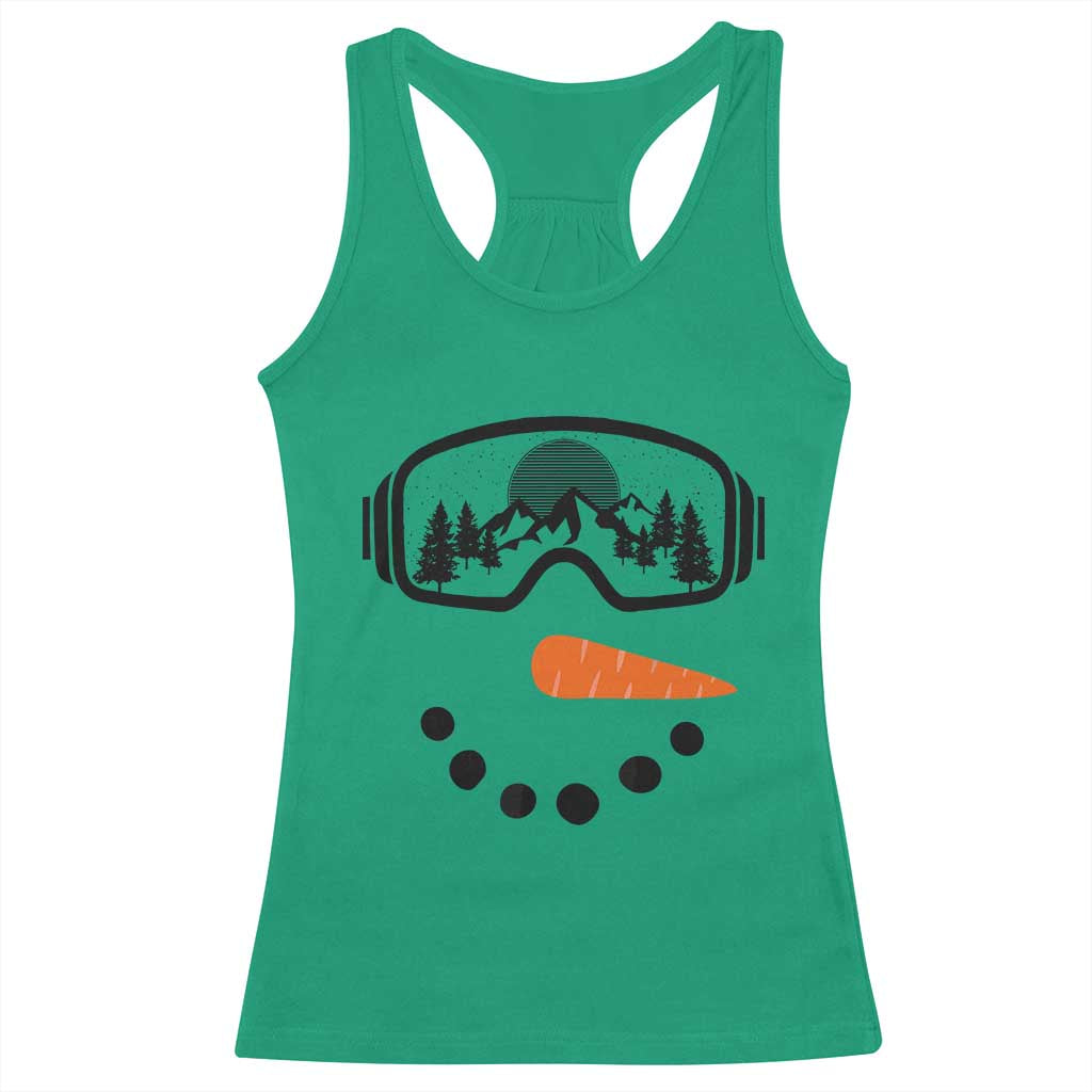 Ski Snowboard Snowman Face Racerback Tank Top Goggles Skiing Snow Ski Lover Skier - Wonder Print Shop