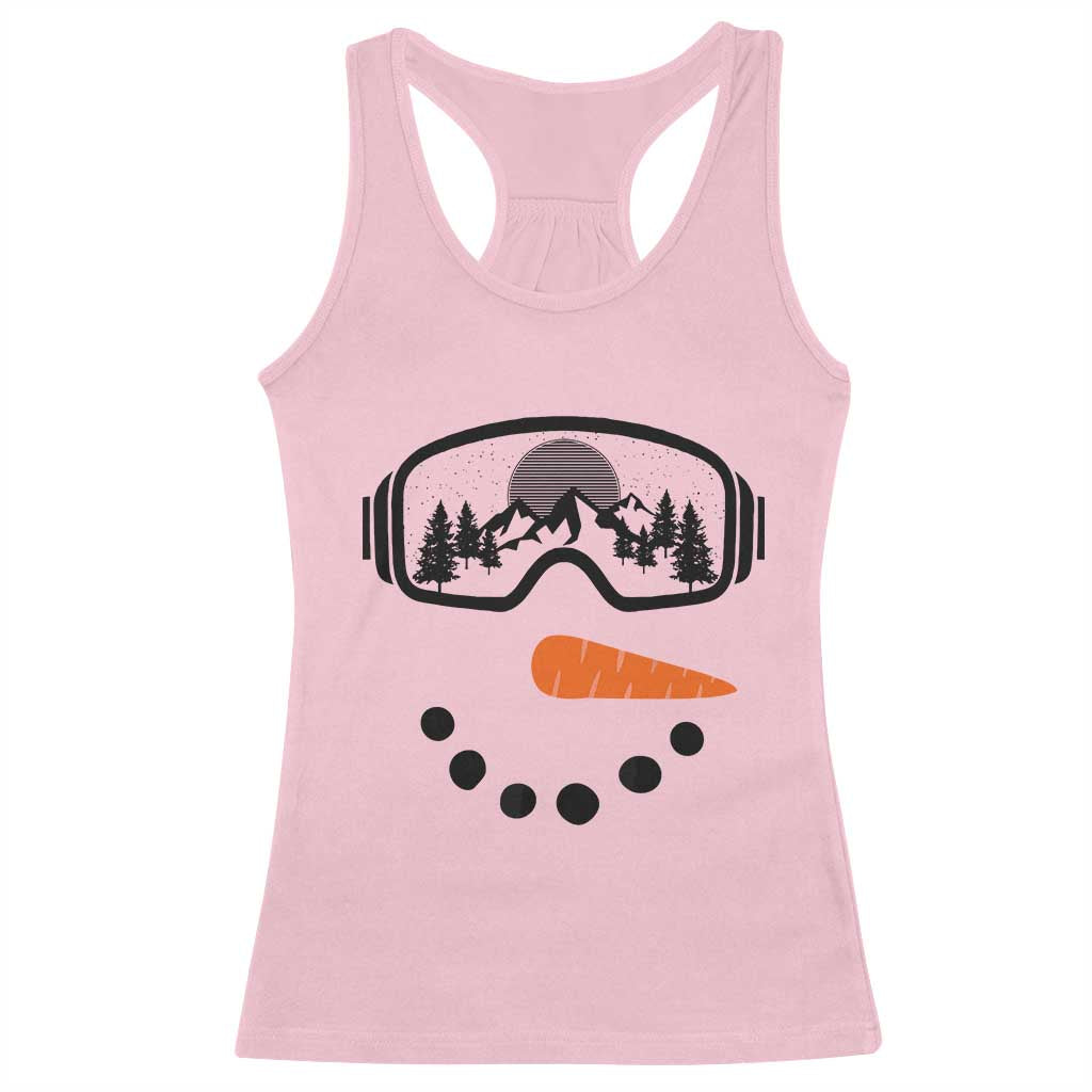 Ski Snowboard Snowman Face Racerback Tank Top Goggles Skiing Snow Ski Lover Skier - Wonder Print Shop