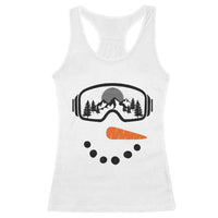 Ski Snowboard Snowman Face Racerback Tank Top Goggles Skiing Snow Ski Lover Skier - Wonder Print Shop