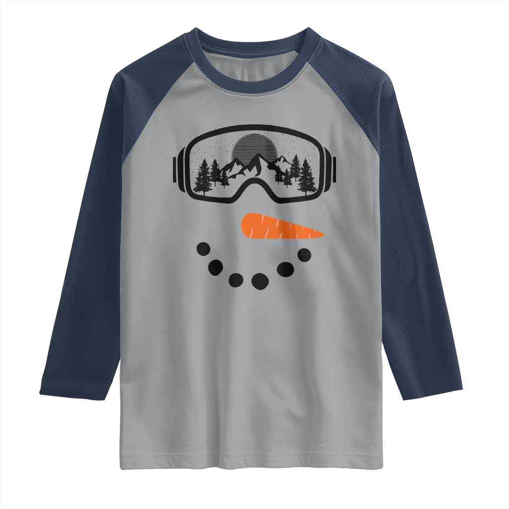 Ski Snowboard Snowman Face Raglan Shirt Goggles Skiing Snow Ski Lover Skier - Wonder Print Shop
