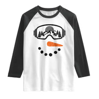 Ski Snowboard Snowman Face Raglan Shirt Goggles Skiing Snow Ski Lover Skier - Wonder Print Shop