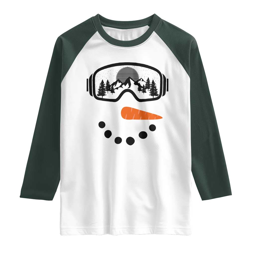 Ski Snowboard Snowman Face Raglan Shirt Goggles Skiing Snow Ski Lover Skier - Wonder Print Shop