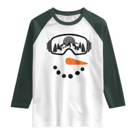 Ski Snowboard Snowman Face Raglan Shirt Goggles Skiing Snow Ski Lover Skier - Wonder Print Shop
