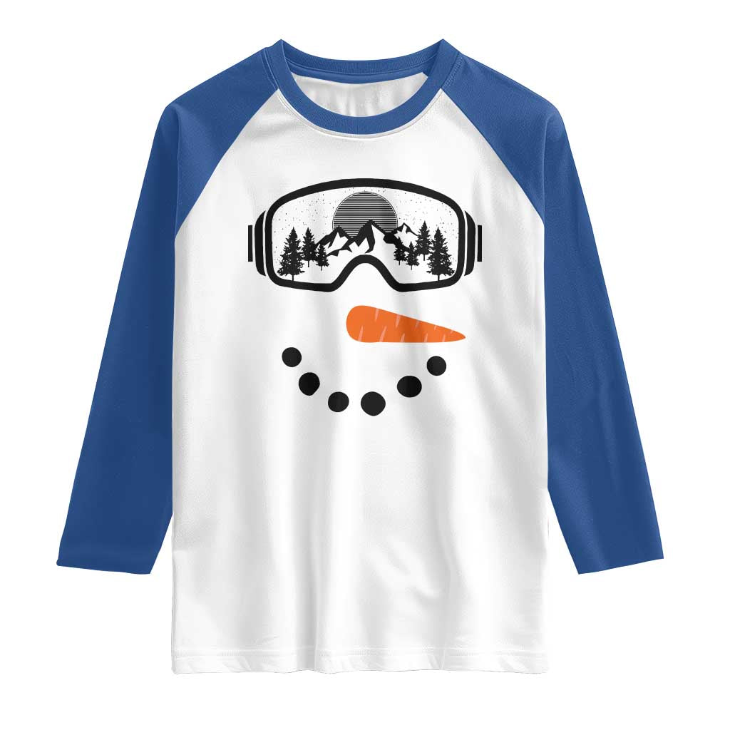 Ski Snowboard Snowman Face Raglan Shirt Goggles Skiing Snow Ski Lover Skier - Wonder Print Shop