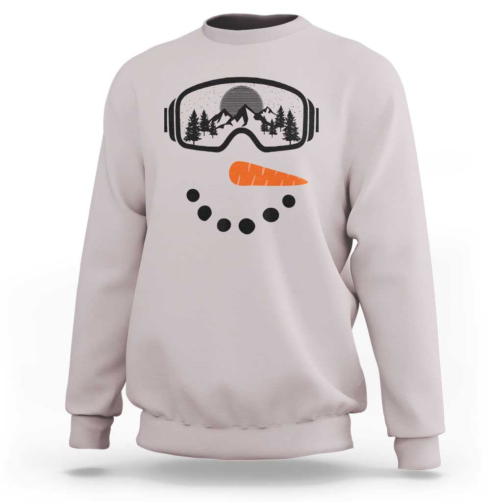 Ski Snowboard Snowman Face Sweatshirt Goggles Skiing Snow Ski Lover Skier - Wonder Print Shop