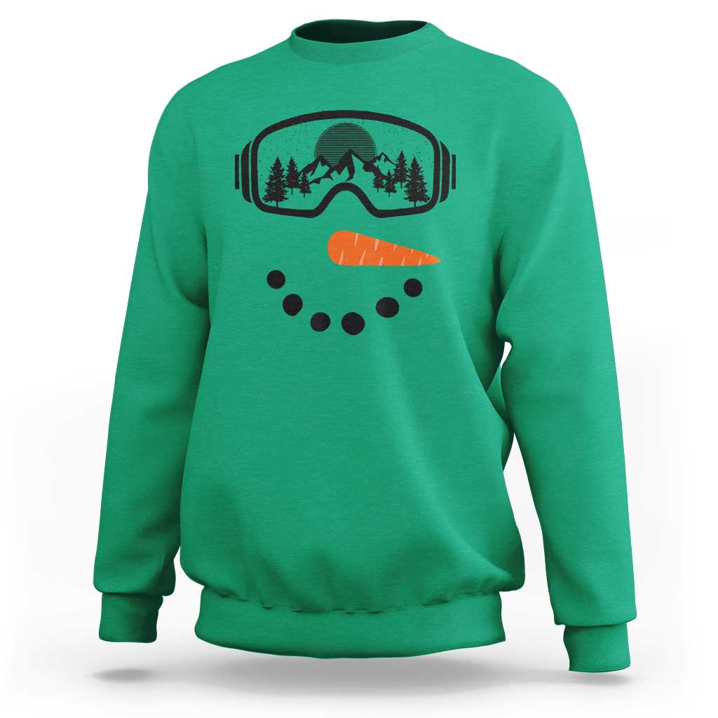 Ski Snowboard Snowman Face Sweatshirt Goggles Skiing Snow Ski Lover Skier - Wonder Print Shop