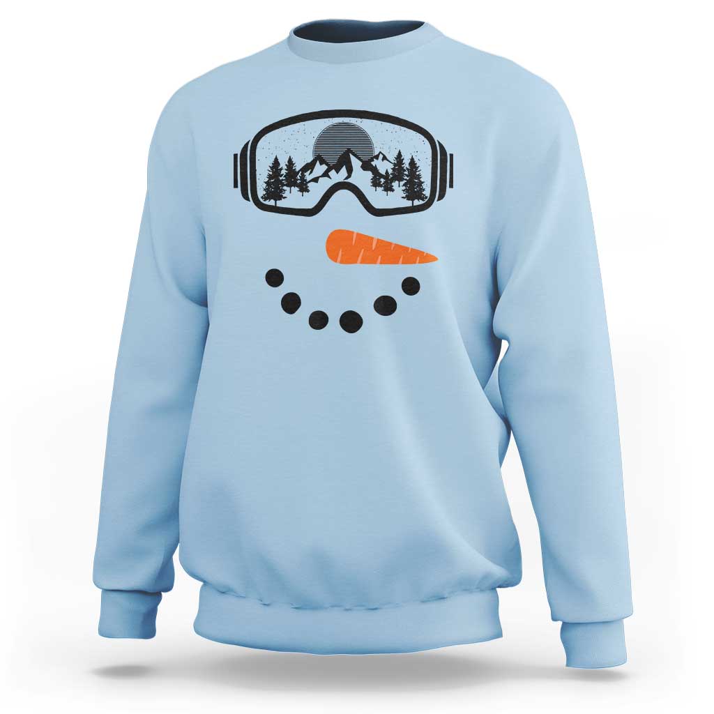 Ski Snowboard Snowman Face Sweatshirt Goggles Skiing Snow Ski Lover Skier - Wonder Print Shop
