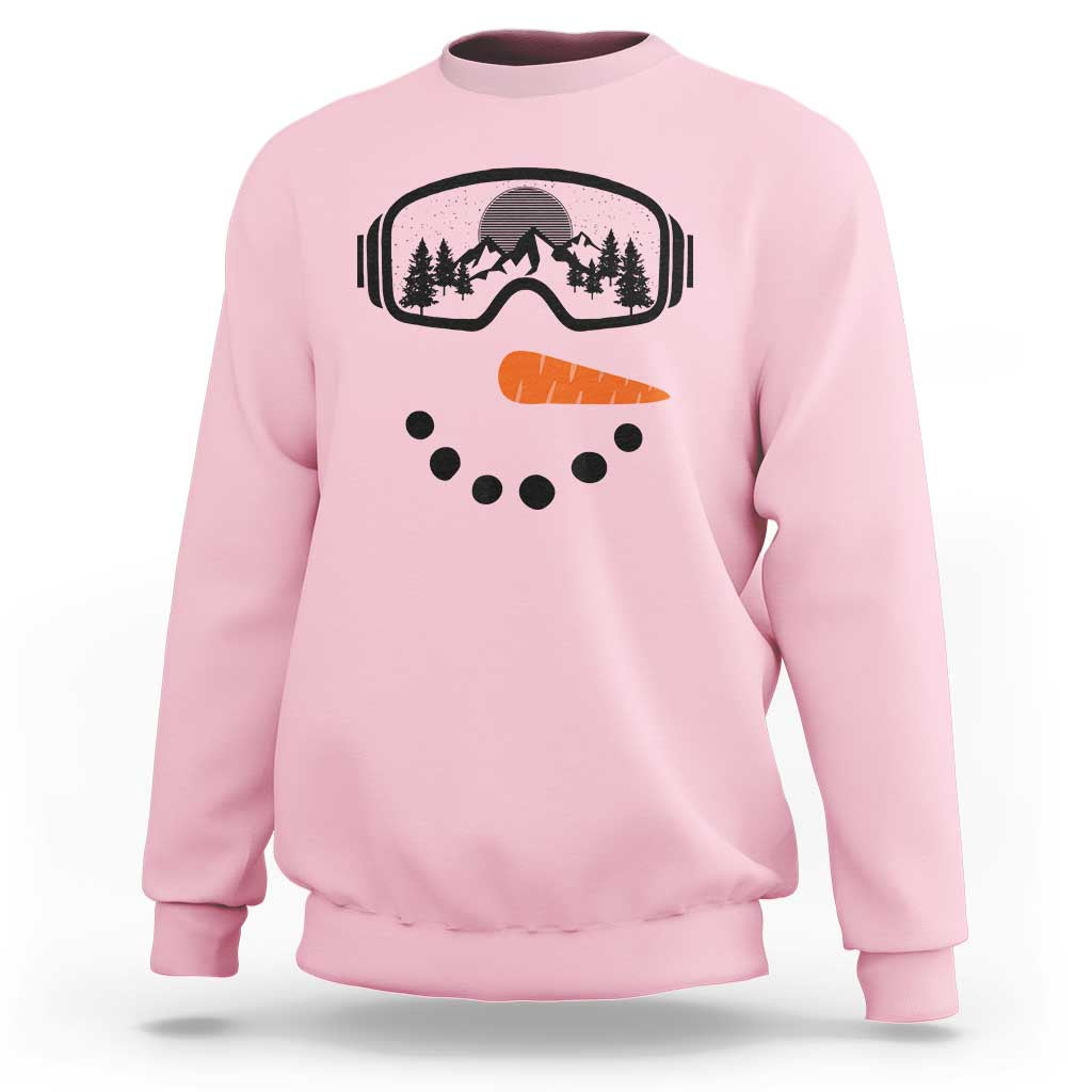 Ski Snowboard Snowman Face Sweatshirt Goggles Skiing Snow Ski Lover Skier - Wonder Print Shop