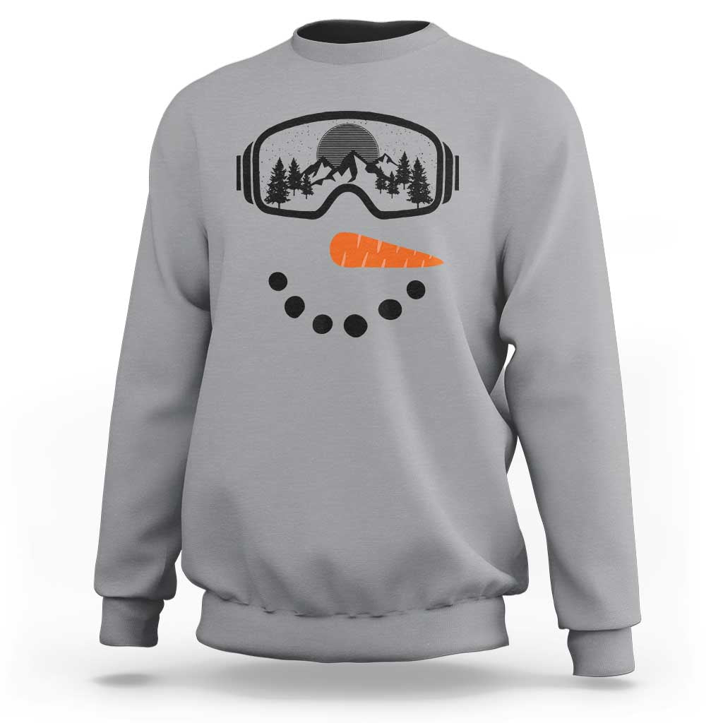 Ski Snowboard Snowman Face Sweatshirt Goggles Skiing Snow Ski Lover Skier - Wonder Print Shop