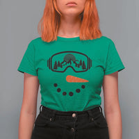Ski Snowboard Snowman Face T Shirt For Women Goggles Skiing Snow Ski Lover Skier - Wonder Print Shop
