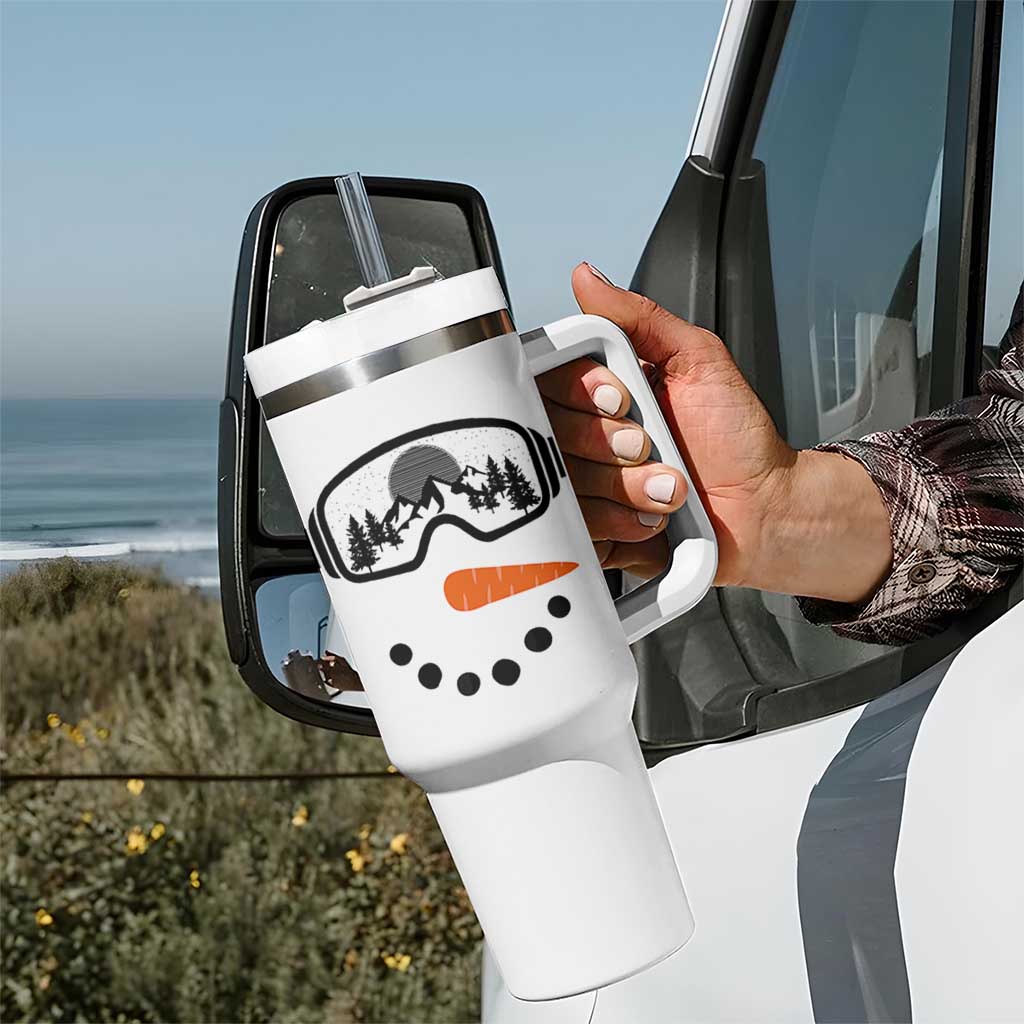 Ski Snowboard Snowman Face Tumbler With Handle Goggles Skiing Snow Ski Lover Skier - Wonder Print Shop