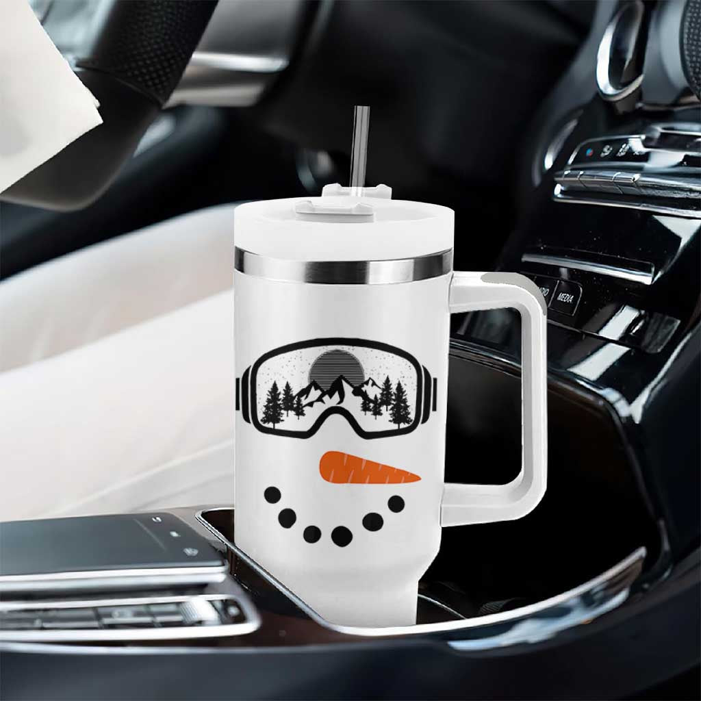 Ski Snowboard Snowman Face Tumbler With Handle Goggles Skiing Snow Ski Lover Skier - Wonder Print Shop