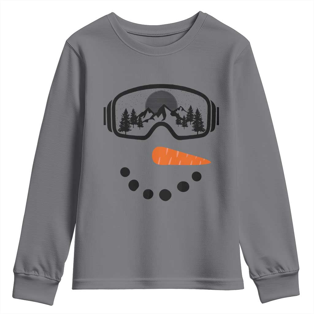 Ski Snowboard Snowman Face Youth Sweatshirt Goggles Skiing Snow Ski Lover Skier - Wonder Print Shop