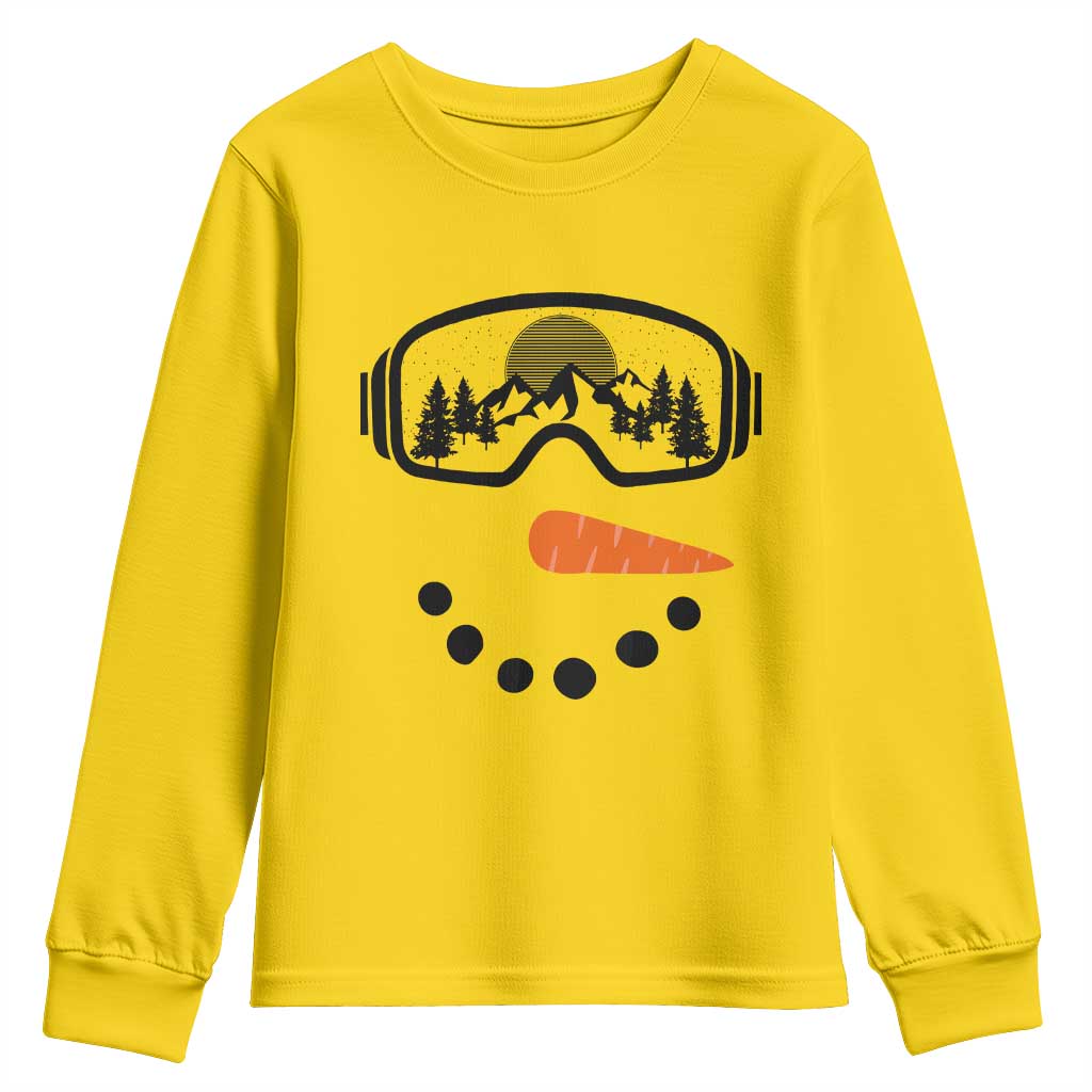 Ski Snowboard Snowman Face Youth Sweatshirt Goggles Skiing Snow Ski Lover Skier - Wonder Print Shop