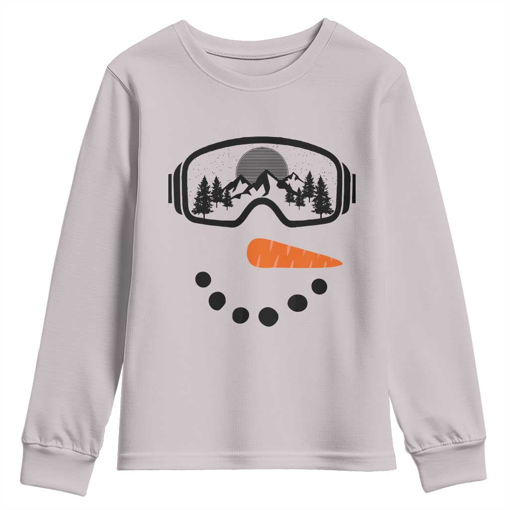 Ski Snowboard Snowman Face Youth Sweatshirt Goggles Skiing Snow Ski Lover Skier - Wonder Print Shop