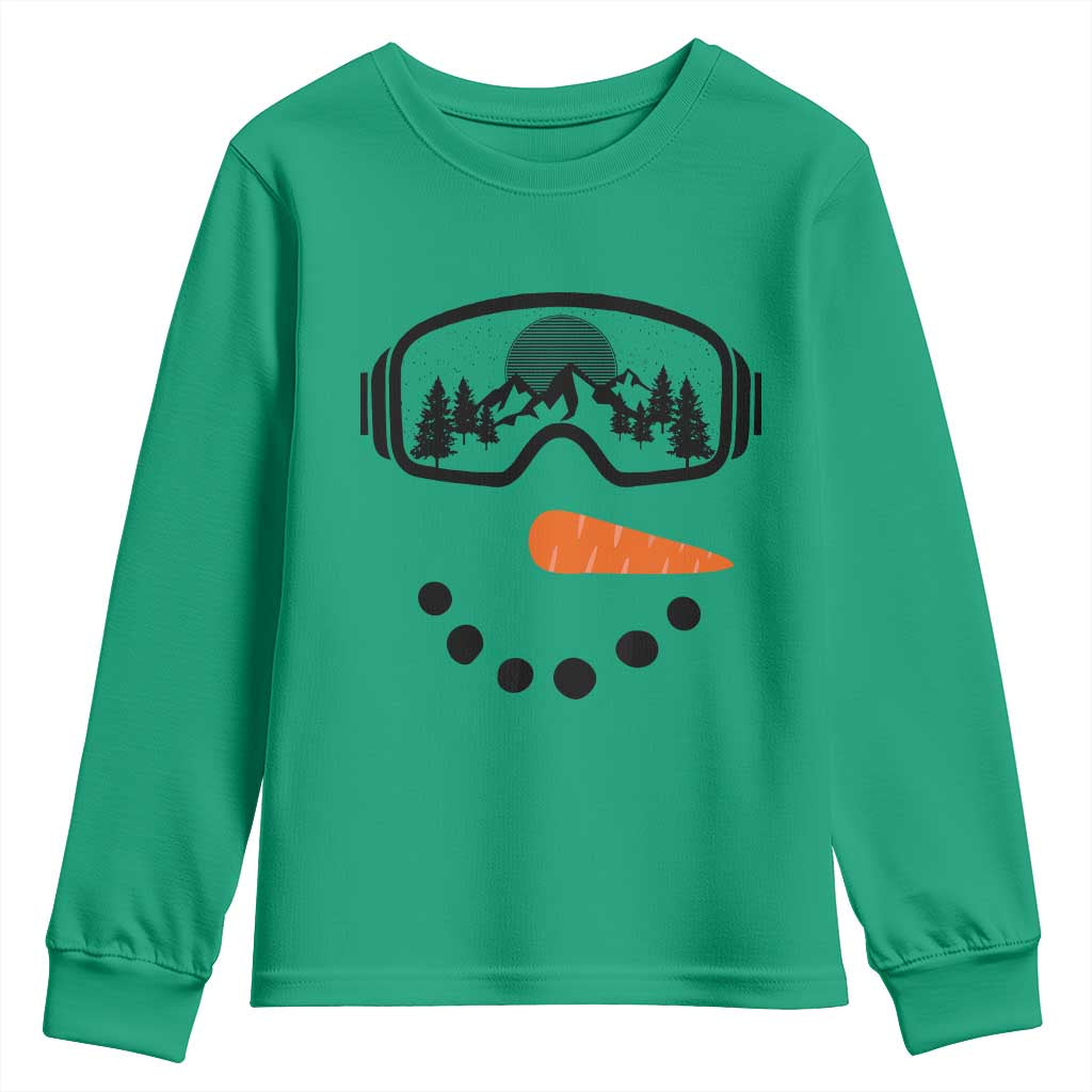 Ski Snowboard Snowman Face Youth Sweatshirt Goggles Skiing Snow Ski Lover Skier - Wonder Print Shop