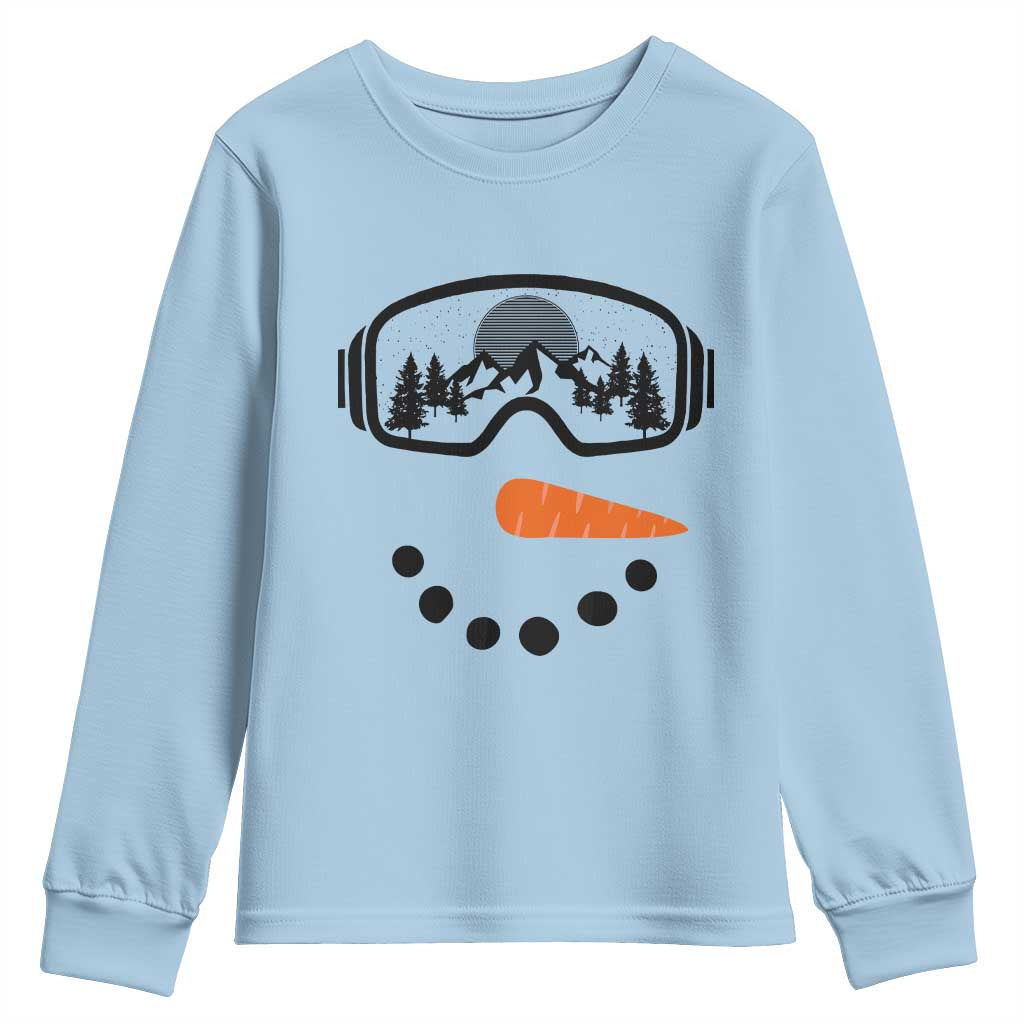 Ski Snowboard Snowman Face Youth Sweatshirt Goggles Skiing Snow Ski Lover Skier - Wonder Print Shop