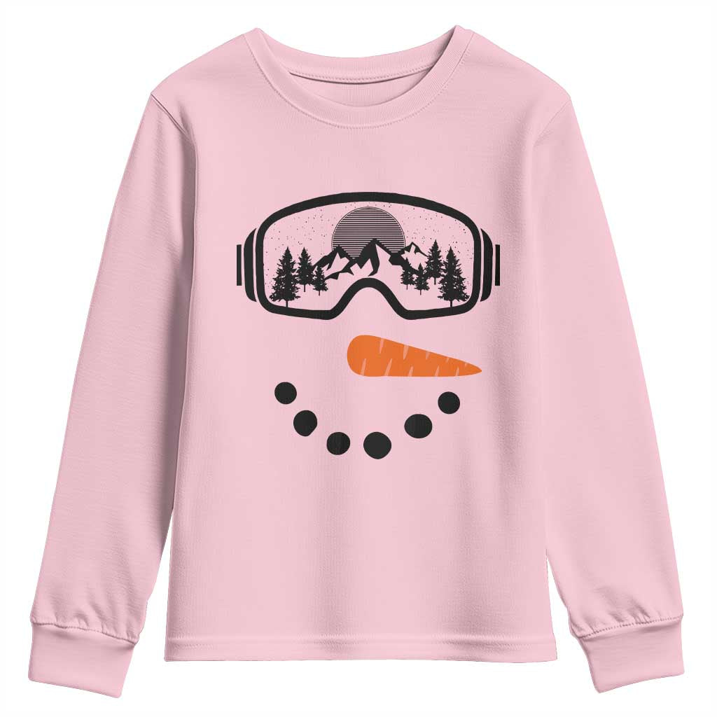 Ski Snowboard Snowman Face Youth Sweatshirt Goggles Skiing Snow Ski Lover Skier - Wonder Print Shop