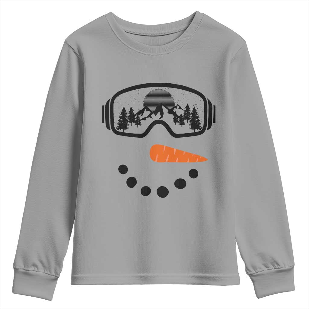 Ski Snowboard Snowman Face Youth Sweatshirt Goggles Skiing Snow Ski Lover Skier - Wonder Print Shop