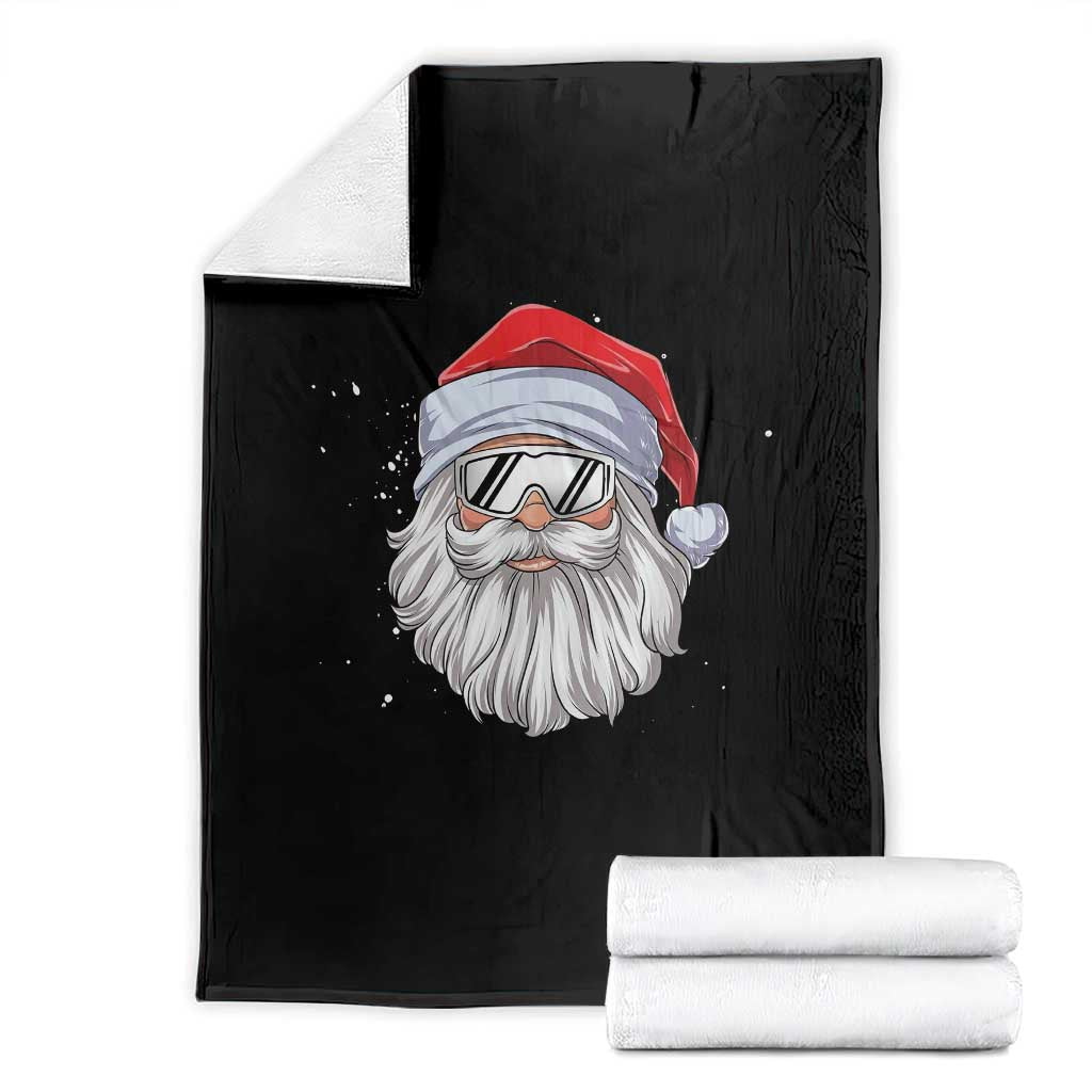Skiing Santa Face Christmas Throw Blanket Retro Ski Goggles Winter Sports Skiing Gift Snowboard - Wonder Print Shop