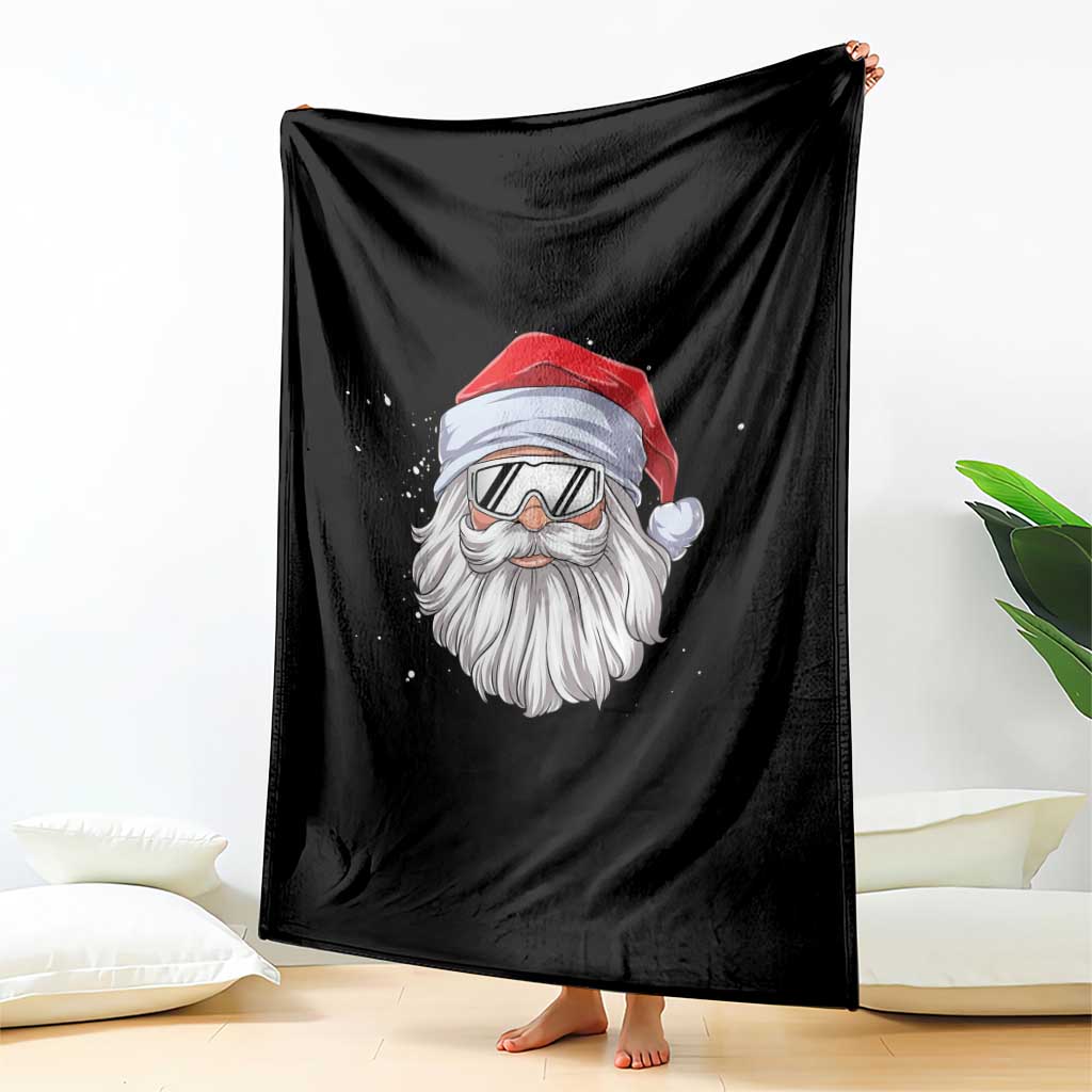 Skiing Santa Face Christmas Throw Blanket Retro Ski Goggles Winter Sports Skiing Gift Snowboard - Wonder Print Shop