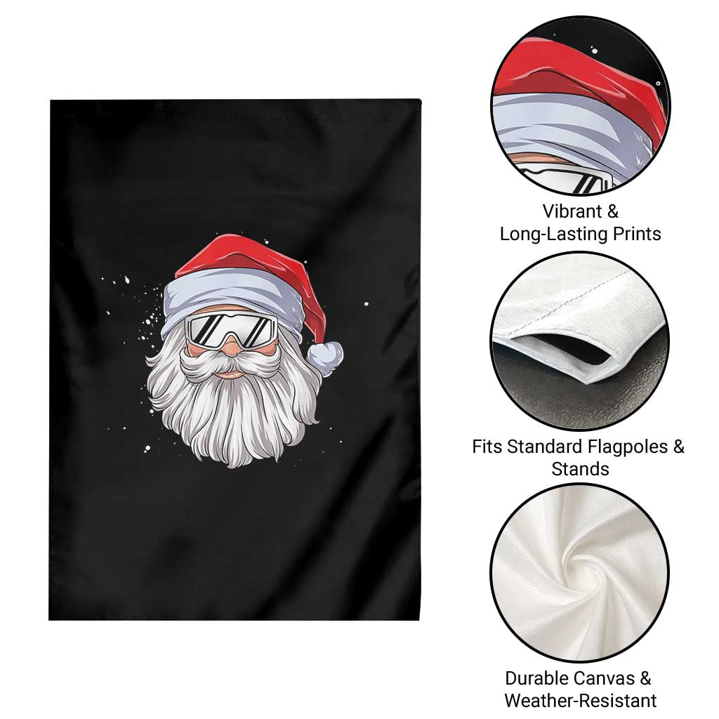 Skiing Santa Face Christmas Garden Flag Retro Ski Goggles Winter Sports Skiing Gift Snowboard - Wonder Print Shop