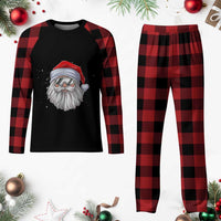 Skiing Santa Face Christmas Plaid Pajama Set Retro Ski Goggles Winter Sports Skiing Gift Snowboard - Wonder Print Shop
