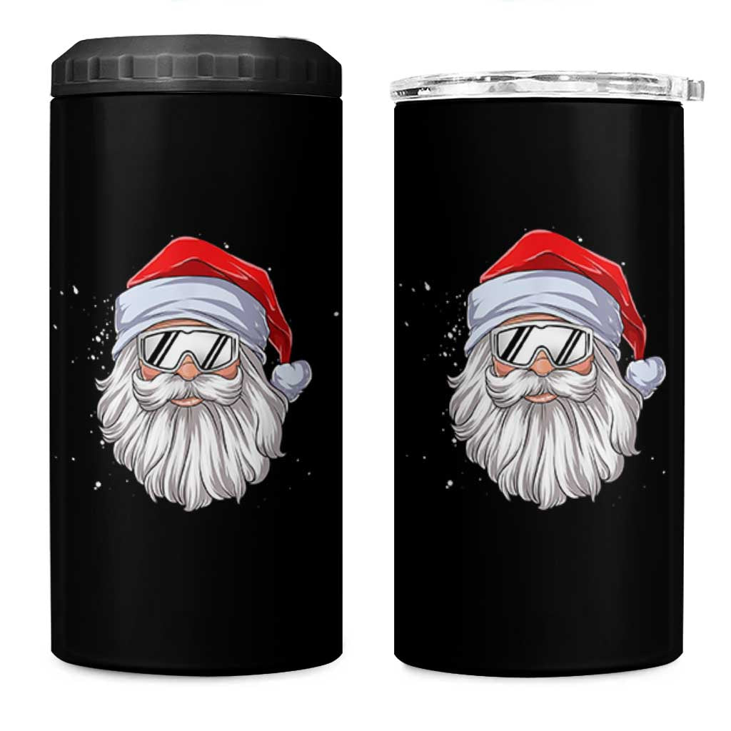 Skiing Santa Face Christmas 4 in 1 Can Cooler Tumbler Retro Ski Goggles Winter Sports Skiing Gift Snowboard - Wonder Print Shop