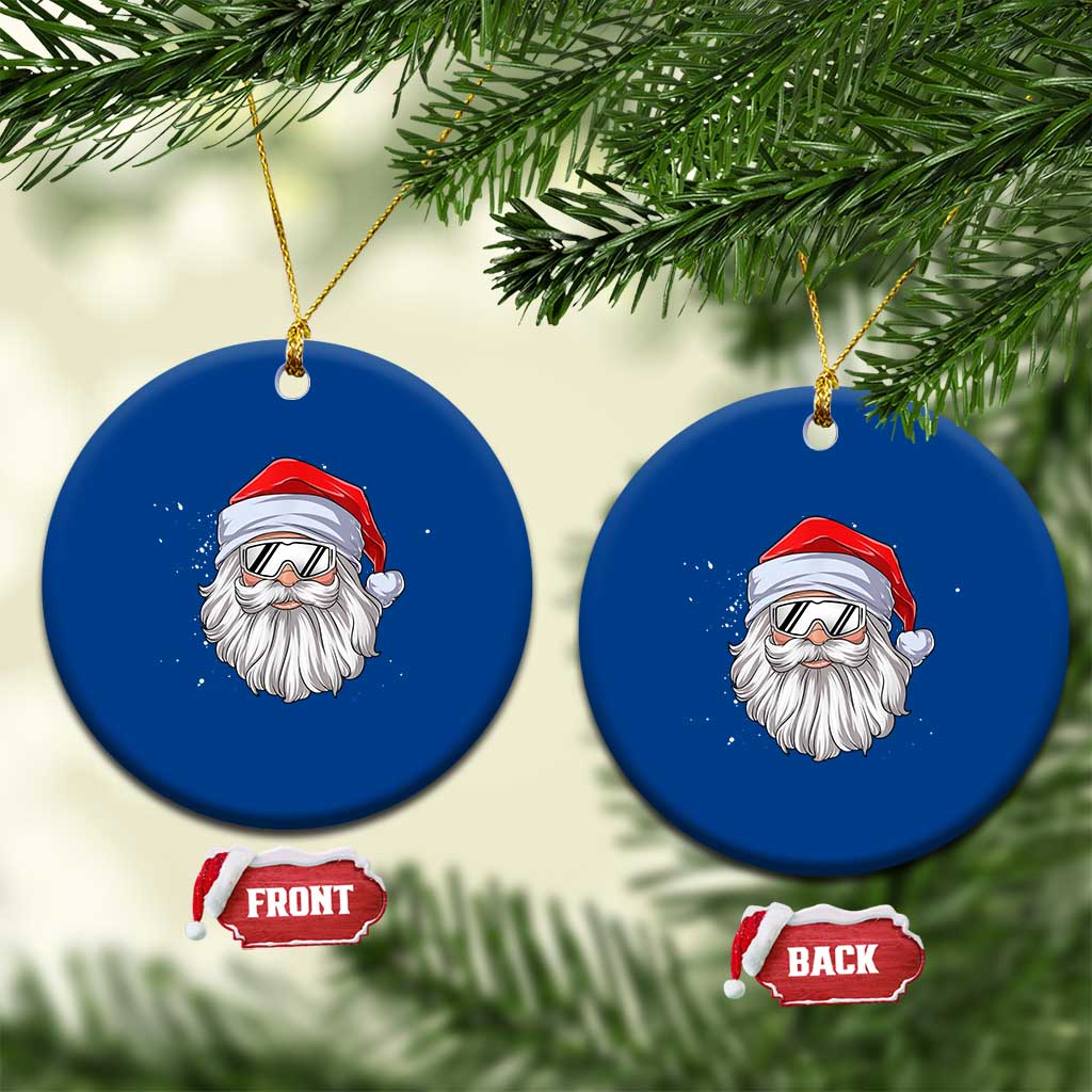 Skiing Santa Face Christmas Ceramic Ornament Retro Ski Goggles Winter Sports Skiing Gift Snowboard - Wonder Print Shop