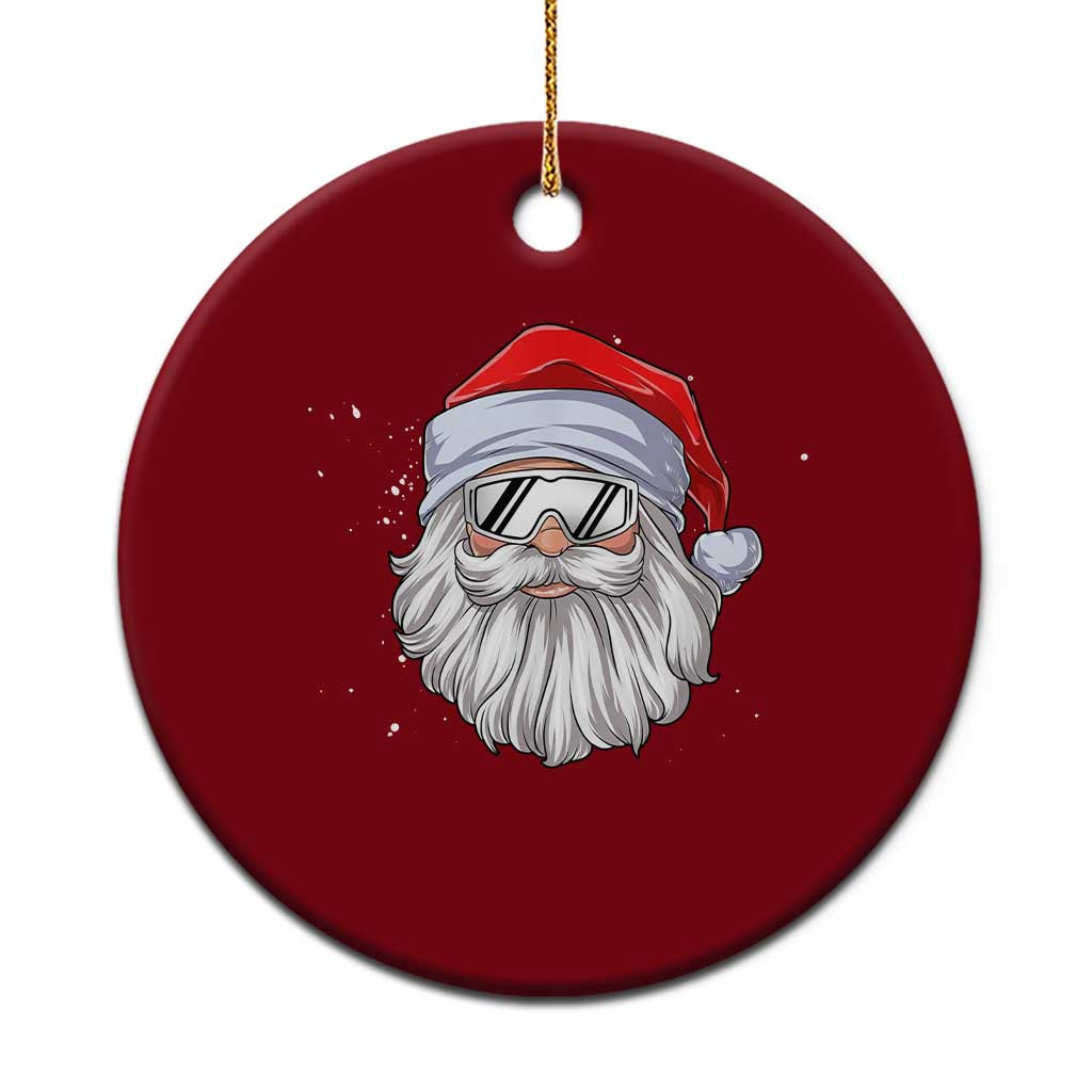 Skiing Santa Face Christmas Ceramic Ornament Retro Ski Goggles Winter Sports Skiing Gift Snowboard - Wonder Print Shop