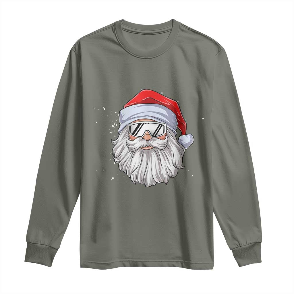 Skiing Santa Face Christmas Long Sleeve Shirt Retro Ski Goggles Winter Sports Skiing Gift Snowboard - Wonder Print Shop