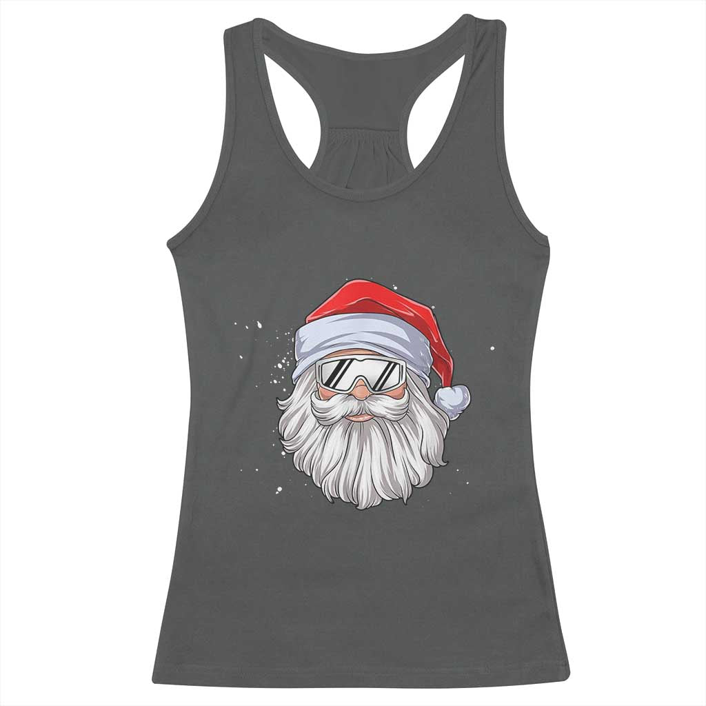 Skiing Santa Face Christmas Racerback Tank Top Retro Ski Goggles Winter Sports Skiing Gift Snowboard - Wonder Print Shop