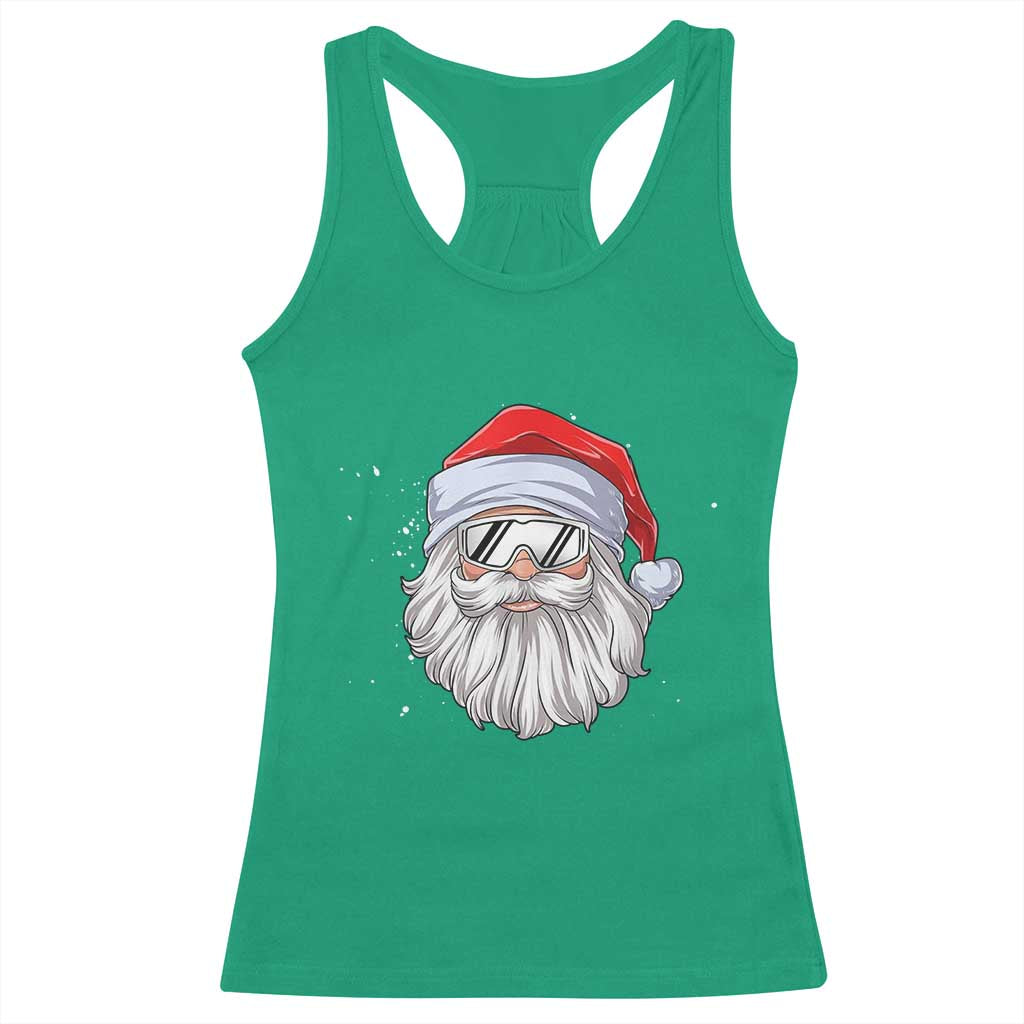 Skiing Santa Face Christmas Racerback Tank Top Retro Ski Goggles Winter Sports Skiing Gift Snowboard - Wonder Print Shop