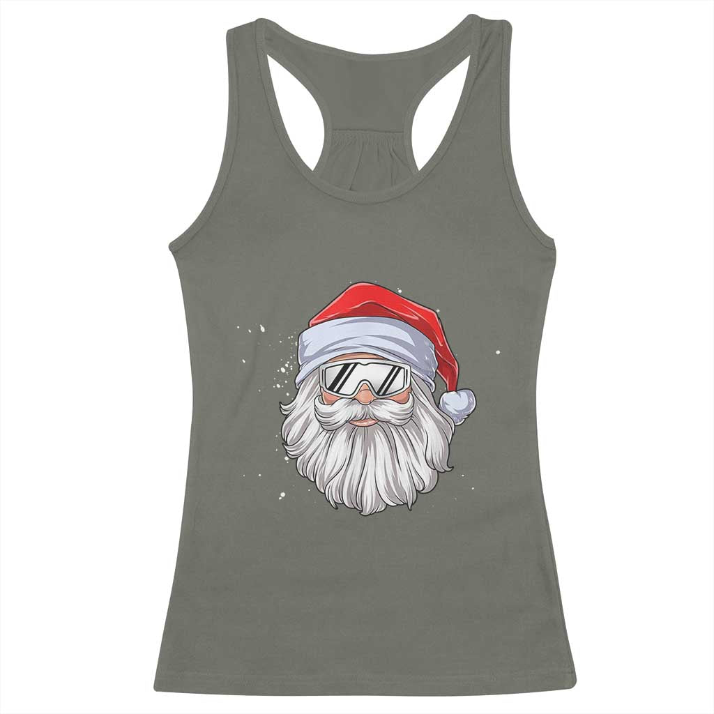 Skiing Santa Face Christmas Racerback Tank Top Retro Ski Goggles Winter Sports Skiing Gift Snowboard - Wonder Print Shop