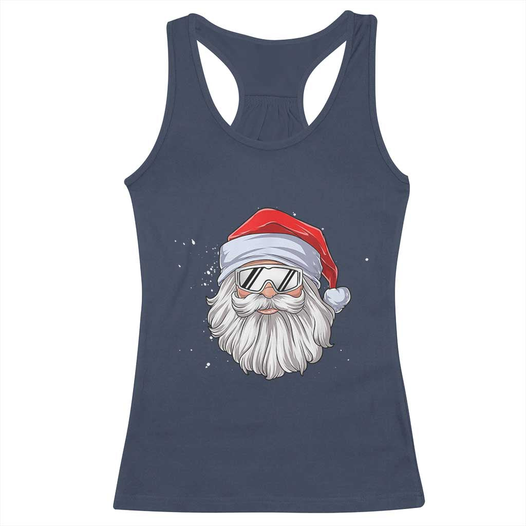 Skiing Santa Face Christmas Racerback Tank Top Retro Ski Goggles Winter Sports Skiing Gift Snowboard - Wonder Print Shop